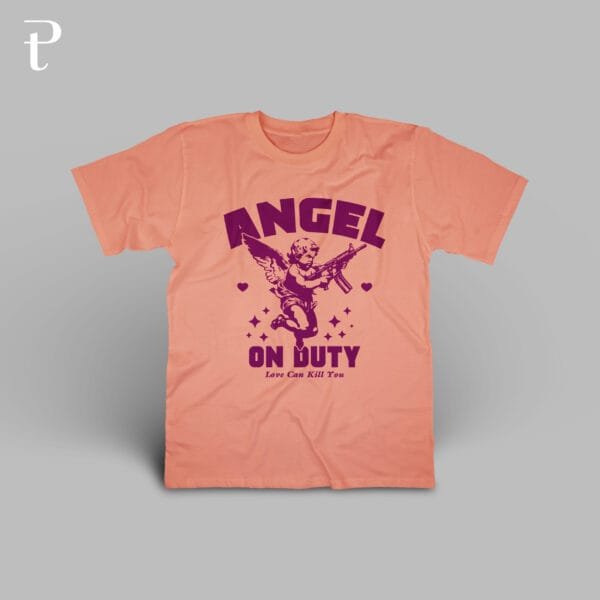 Valentine Angel On Duty Premium Cotton T-Shirt - Image 5