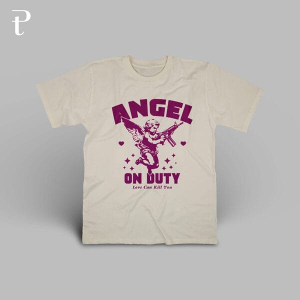 Valentine Angel On Duty Premium Cotton T-Shirt