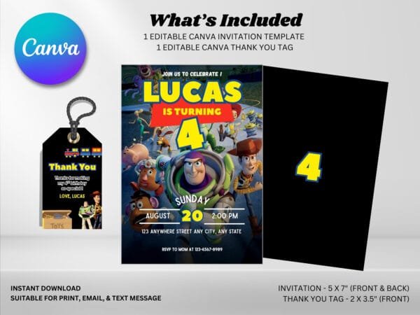 Editable Toy Story Birthday Invitation, Toy Story Birthday Invitation Template, Digital Direct Download - Image 3