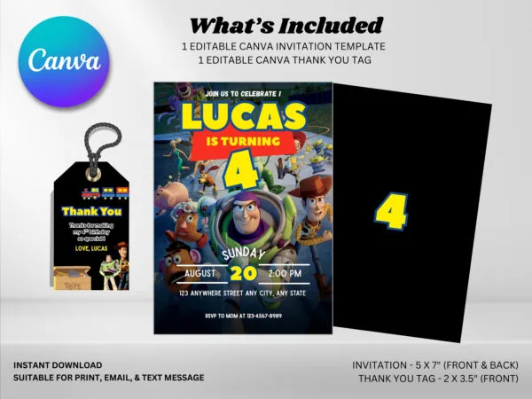 Editable Toy Story Birthday Invitation, Toy Story Birthday Invitation Template, Digital Direct Download - Image 3