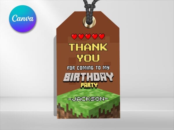 Editable Minecraft Birthday Invitation, Minecrafter Birthday Invitation Template, Digital Direct Download - Image 4