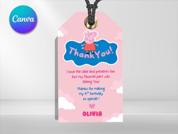 Editable Pink Pig Birthday Invitation, Peppa Pig Birthday Invitation Template, Digital Direct Download - Image 3