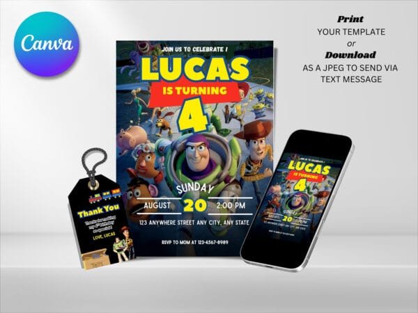 Editable Toy Story Birthday Invitation, Toy Story Birthday Invitation Template, Digital Direct Download