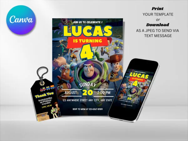Editable Toy Story Birthday Invitation, Toy Story Birthday Invitation Template, Digital Direct Download