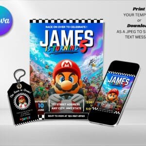 Editable Mario Kart Birthday Invitation, Mario Birthday Invitation Template, Digital Direct Download