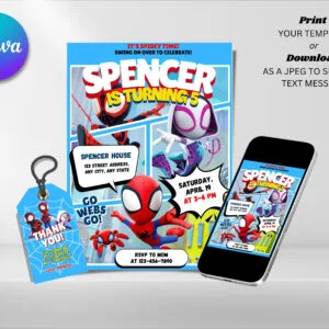 Editable Spidey and His Amazing Friends Birthday Invitation, Spidey Birthday Invitation Template, Digital Direct Download