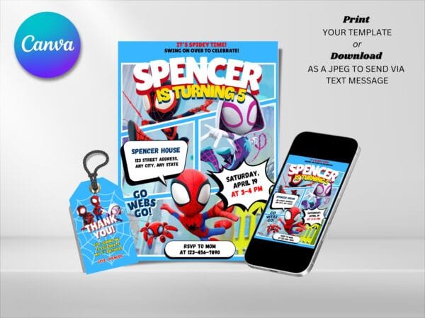 Editable Spidey and His Amazing Friends Birthday Invitation, Spidey Birthday Invitation Template, Digital Direct Download