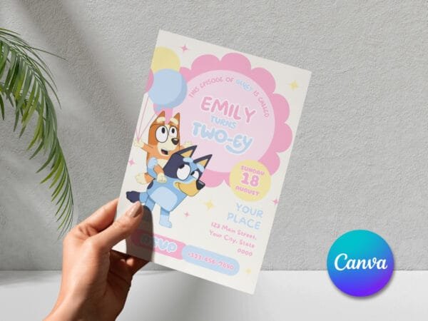 Editable Bluey Birthday Invitation, Bluey TwoEy Birthday Invitation Template, Digital Direct Download - Image 6