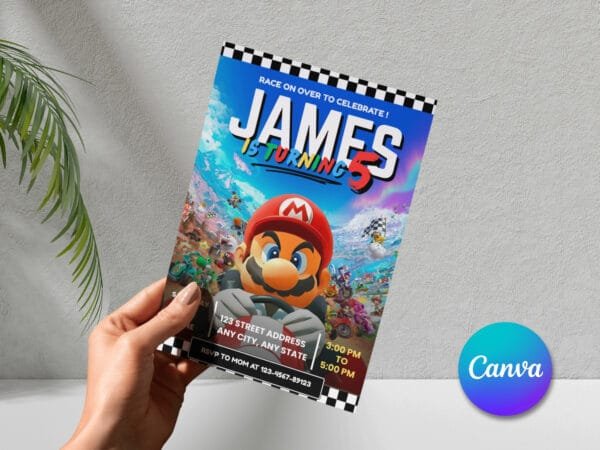 Editable Mario Kart Birthday Invitation, Mario Birthday Invitation Template, Digital Direct Download - Image 6