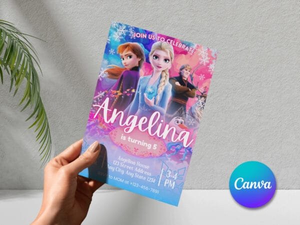 Editable Frozen Birthday Invitation, Pink Elsa Birthday Invitation Template, Digital Direct Download - Image 6
