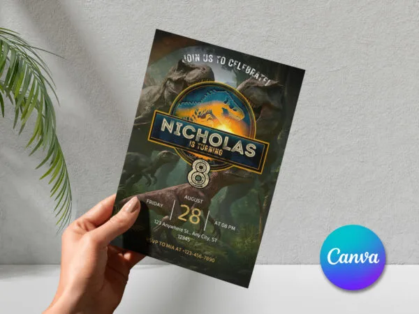 Editable Jurrassic World Birthday Invitation, Dinosaur Birthday Invitation Template, Digital Direct Download - Image 6